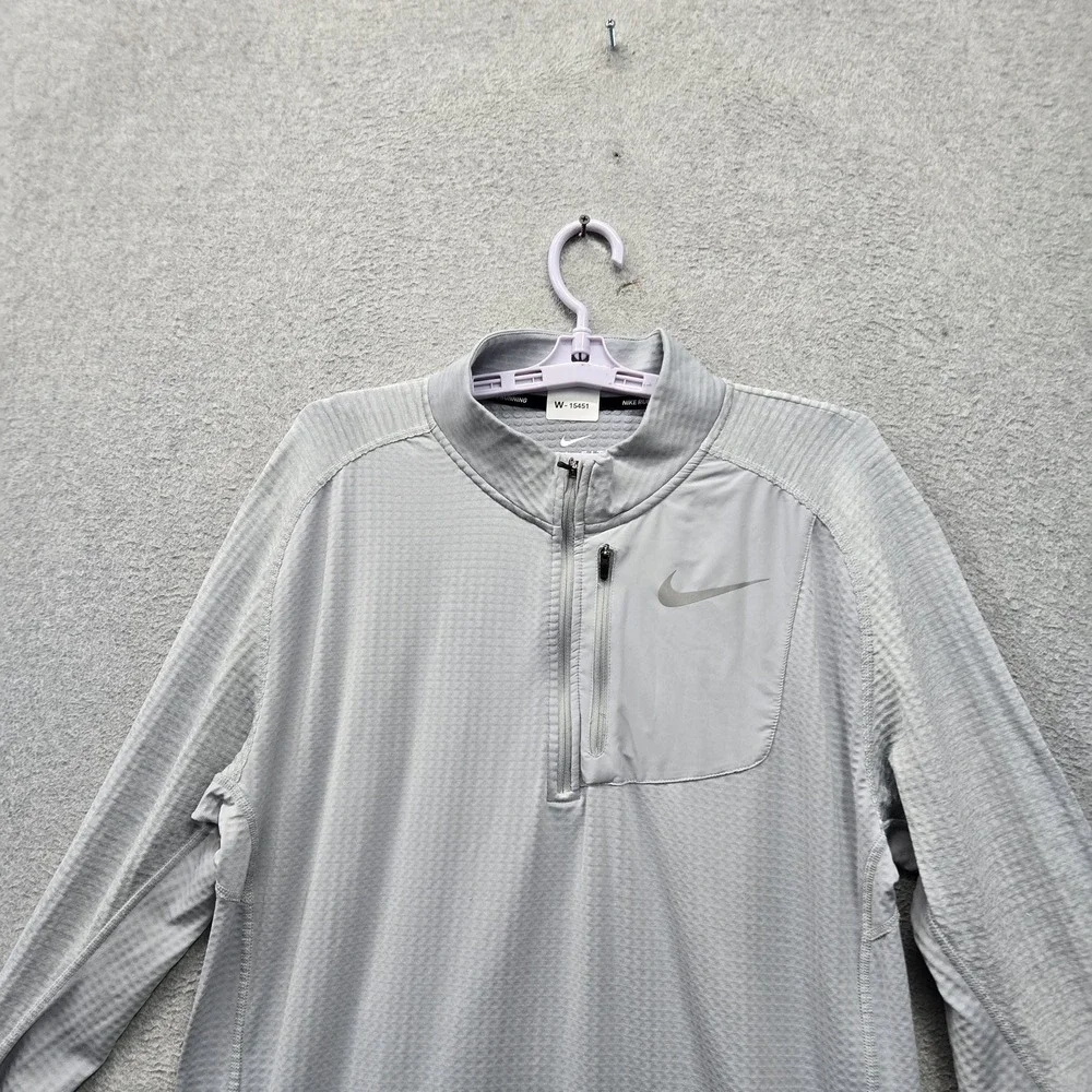 Nike Men Sweatshirt L Gray Activewear Element Therma Sphere Quarter Zip Dri-Fit